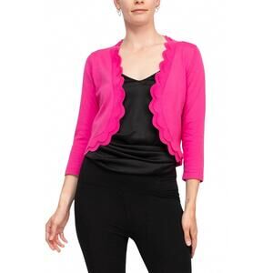 NEW ZAC & RACHEL open faced shrug with tiered scallop details in hot pink